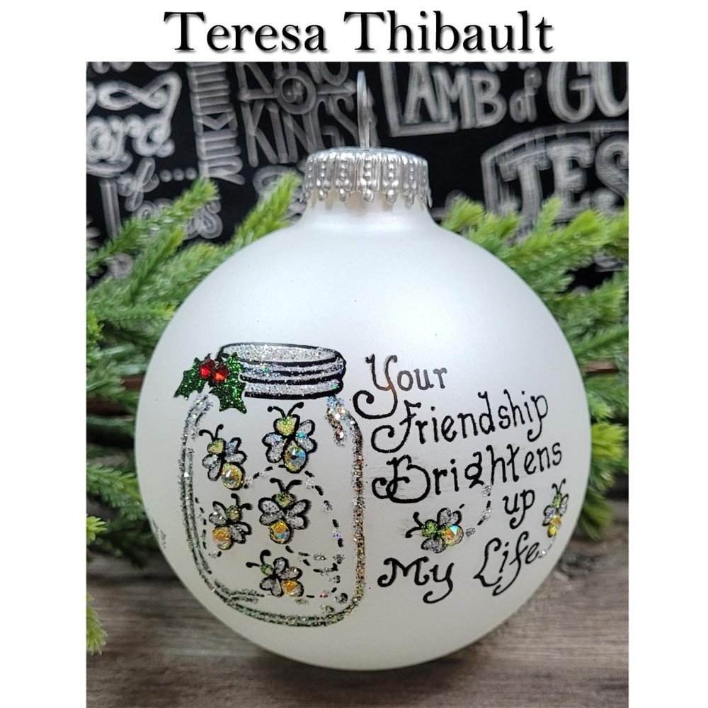 Teresa Thibault Glass Ball Swarovski Crystal Friendship Christmas Ornament🤩